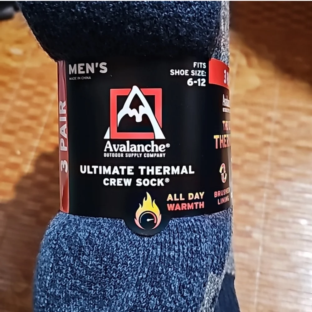 Avalanche Men's Ultimate Thermal Crew Sock, 3-pair